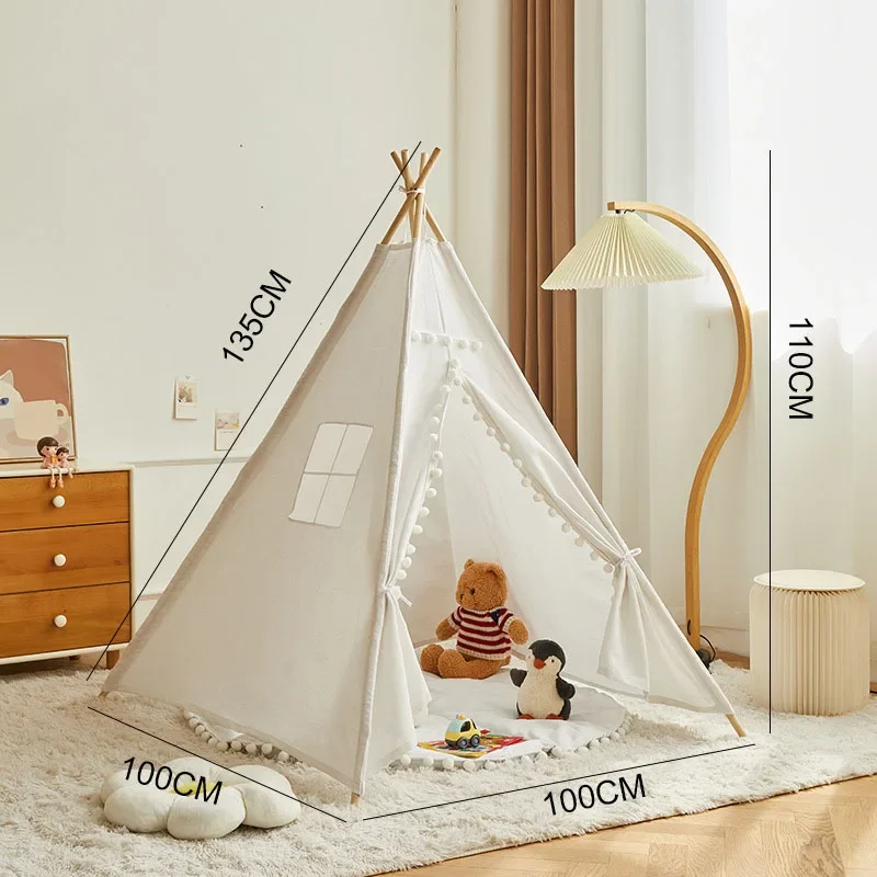1.3M Indian Kids Tent Wigwam Tipi for Children Folding Indoor Outdoor Camping Castle Home Baby Play House Tents Photo Props Gift 2