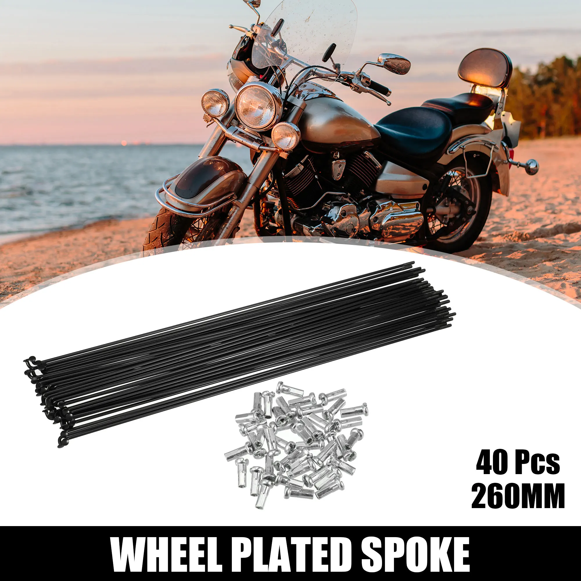 40 Pcs Bicycle Steel Spokes 14G 260mm 278mm 286mm 292mm 297mm 300mm Length with Nipples bicycle spokes bike spokes nipples for Most Bicycle