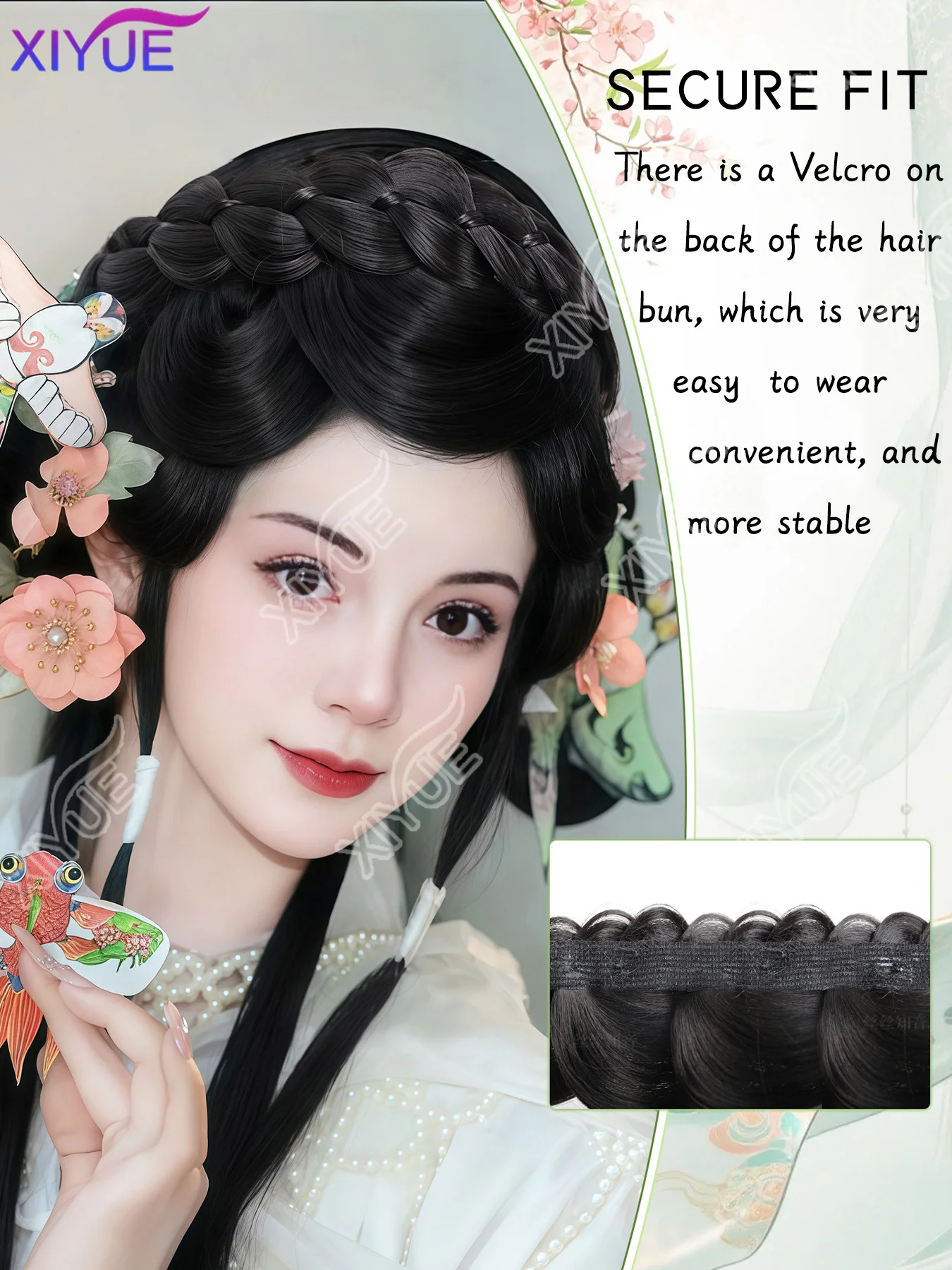 XIYUE Opera style Lazy Velcro Soft Hair Hoop Wig, Hairband Modification, Forehead，clip ins human hair，앞머리 가발
