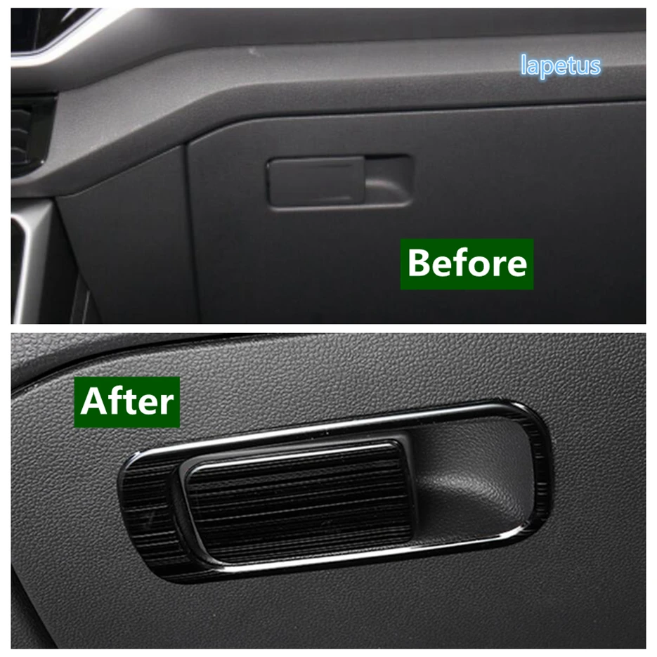 Garniture Couvercle Boîte à Gants Volkswagen Tiguan MK2 / T-Roc / T-Cross 2017-2023 - Acier Inoxydable, Finition Argentée - 9