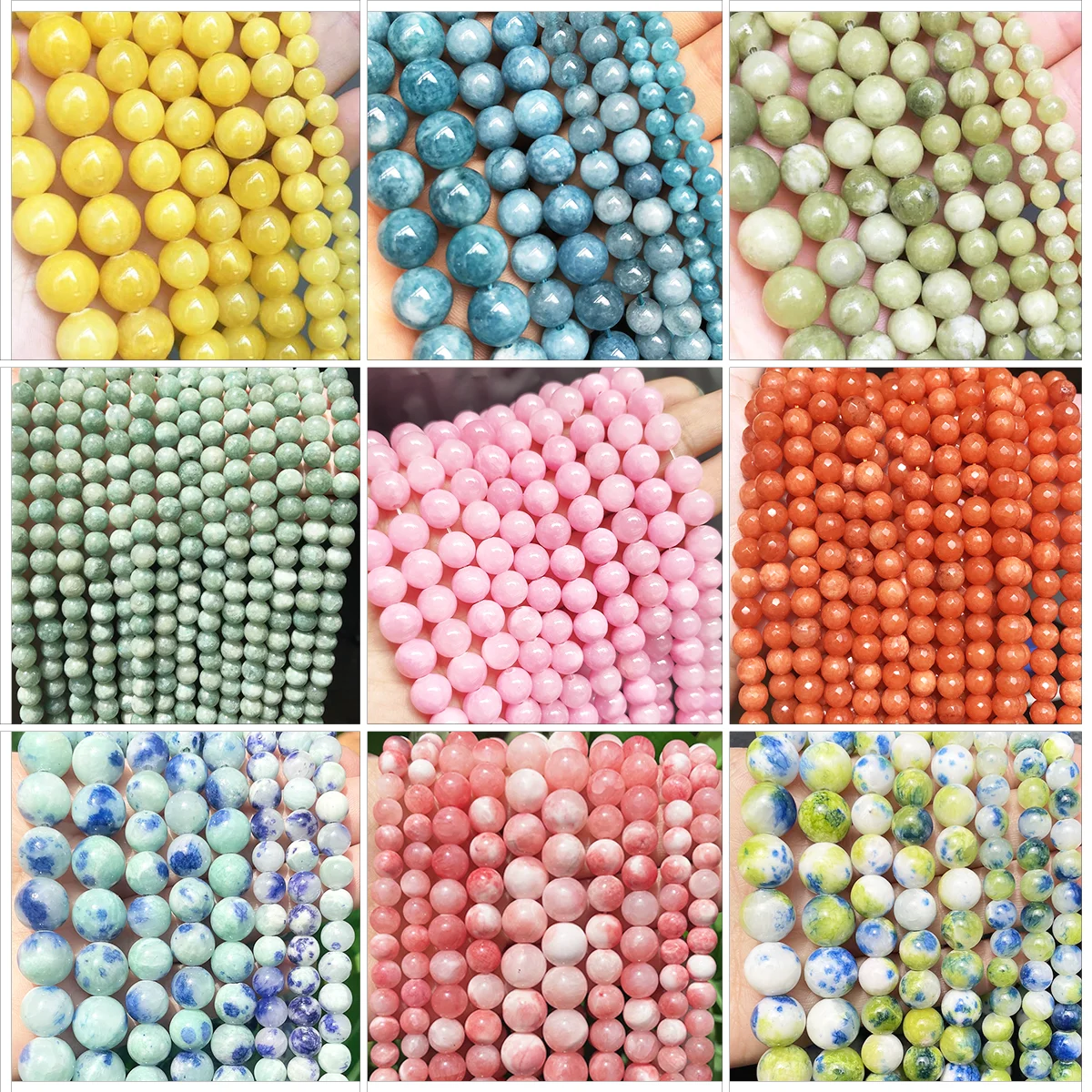 

6-12mm Wholesale Natural Jade Stone Bead Round Chalcedony Loose Spacer Bead For Jewelry Making DIY Bracelet Necklace Accessories