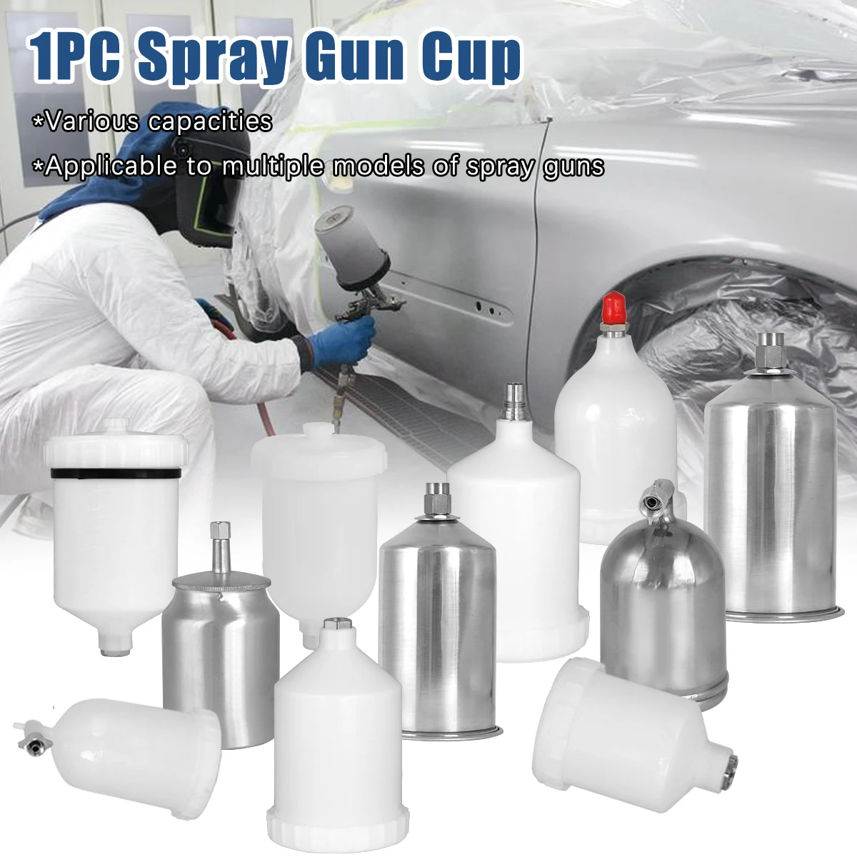 SprayPaintPotAirbrushTankSprayGunCup1PCPlasticAluminum