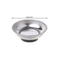 Round Magnetic Parts Tray Bowl Dish Stainless Steel Garage Holder Tool Drop ship