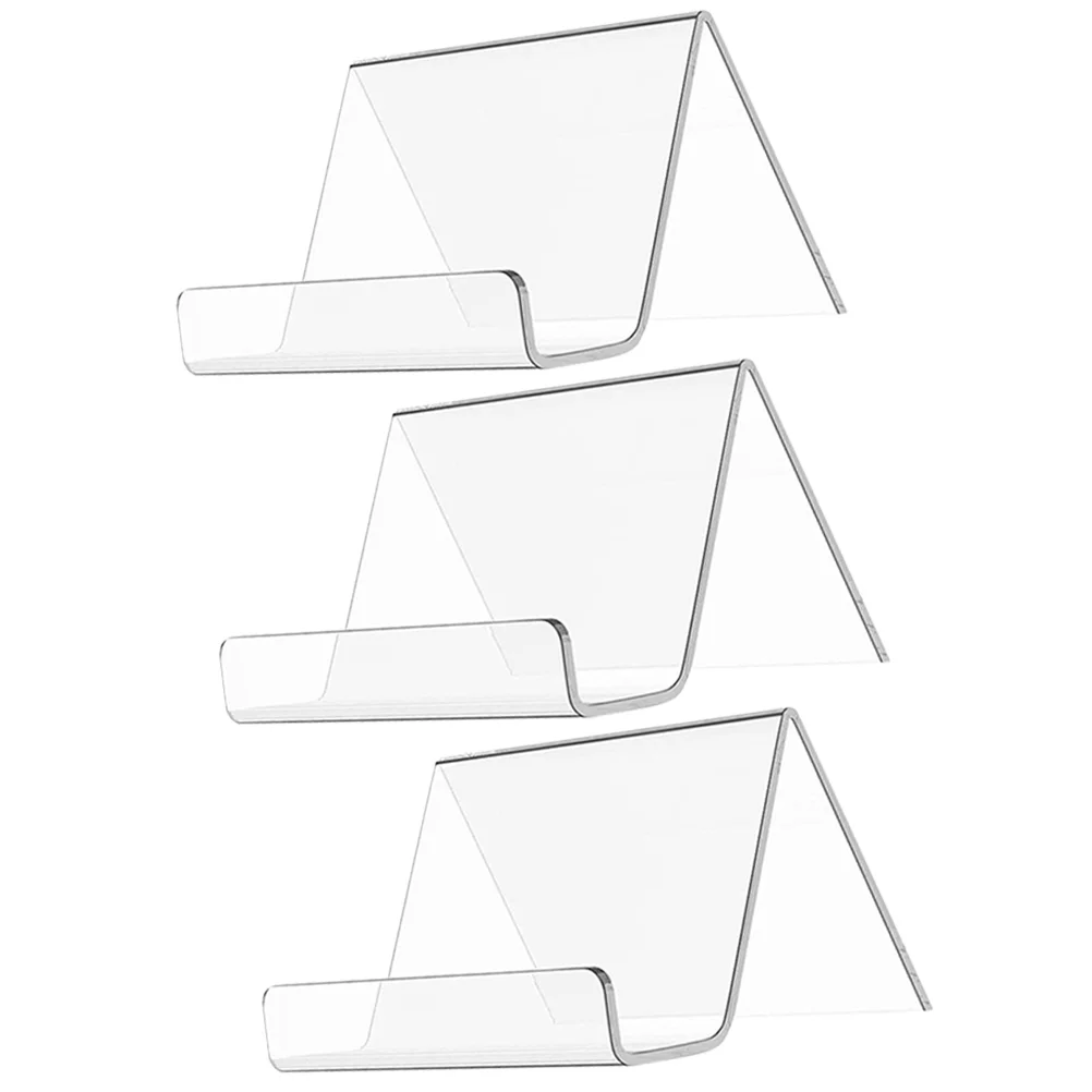 

3 Pcs Clear Show Rack Holder Display Stand Cards Holder Acrylic Racks Name Office Shelves