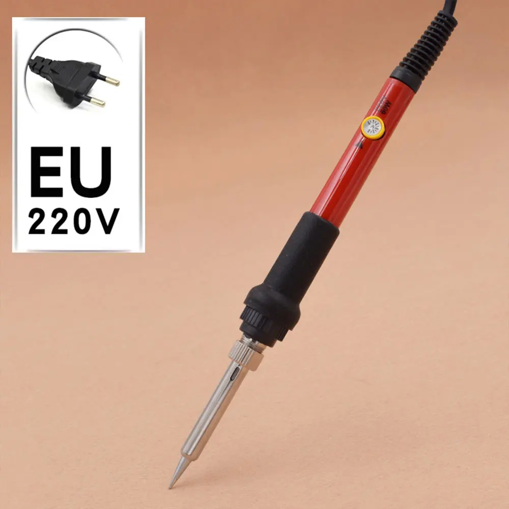 220V Electric Soldering Iron Set Adjustable Temperature Welding Tools EU Plug 200-450 Deg.C with 5 Tips Internal Heat Type hot stapler Welding Equipment