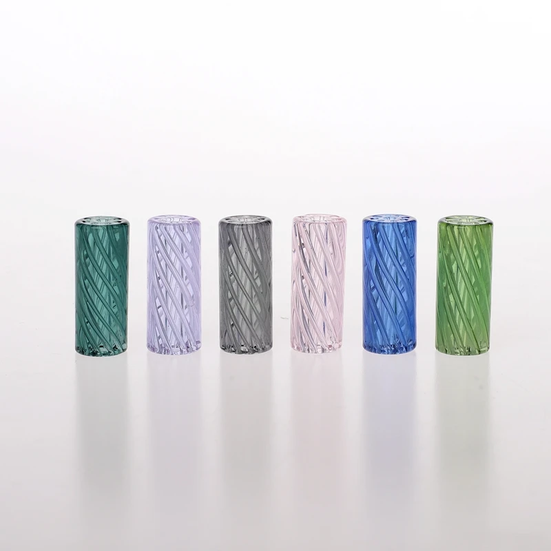 5pcs/box In Stock 9 Holes Blue Color Spiral Smoking Glass Tips/Glass Filter Tip with Holes Box Set For Smoking Accessories