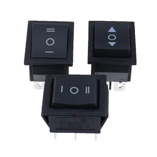 1PCS KCD4 25X31mm Black Rocker Switch 6 Pin 3 Position ON-OFF-ON Double Reset/Latch Switch 16A 250V 20A 25A 125VAC - Image 2