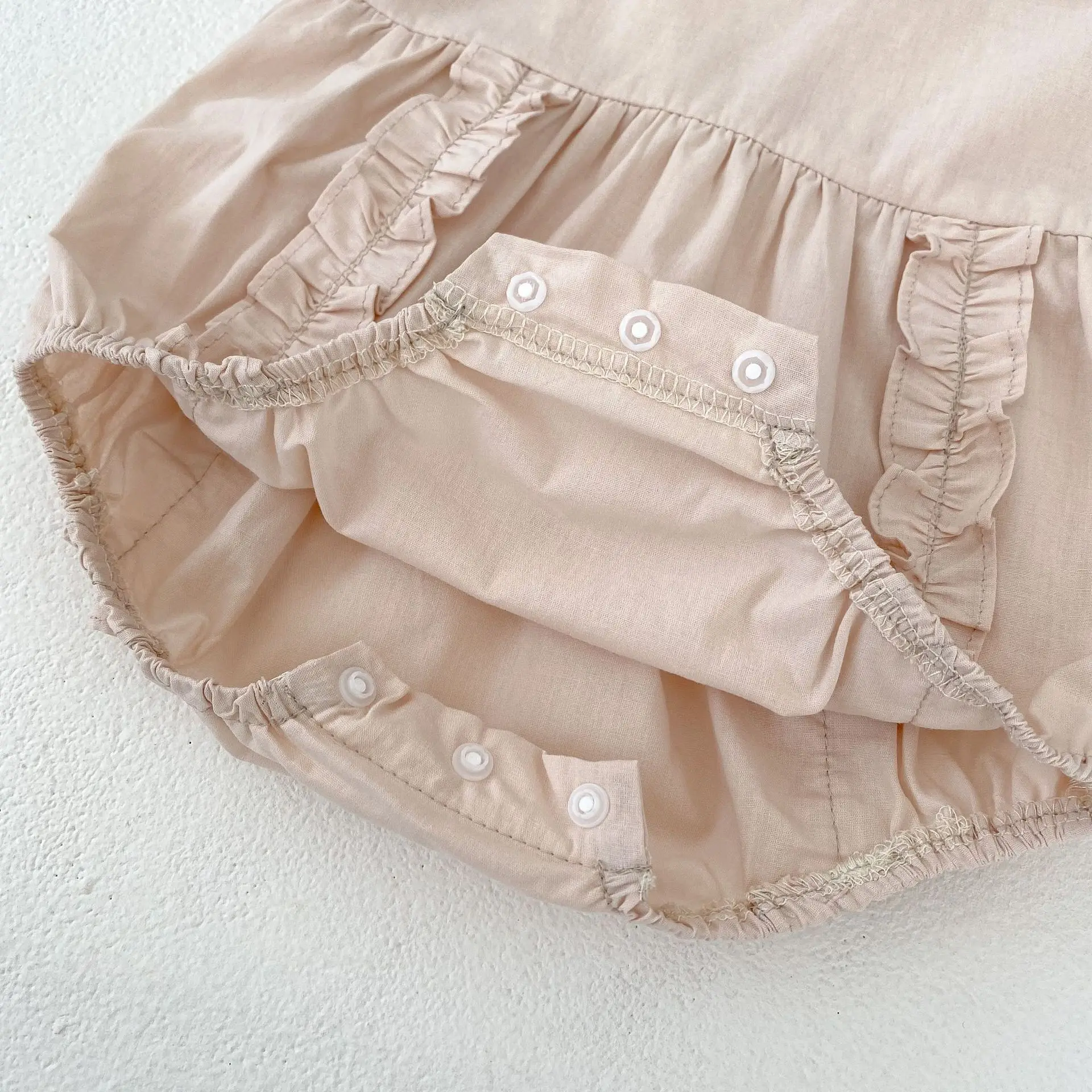 Cotton Baby Girls Ruffle Collar Bodysuits for Summer