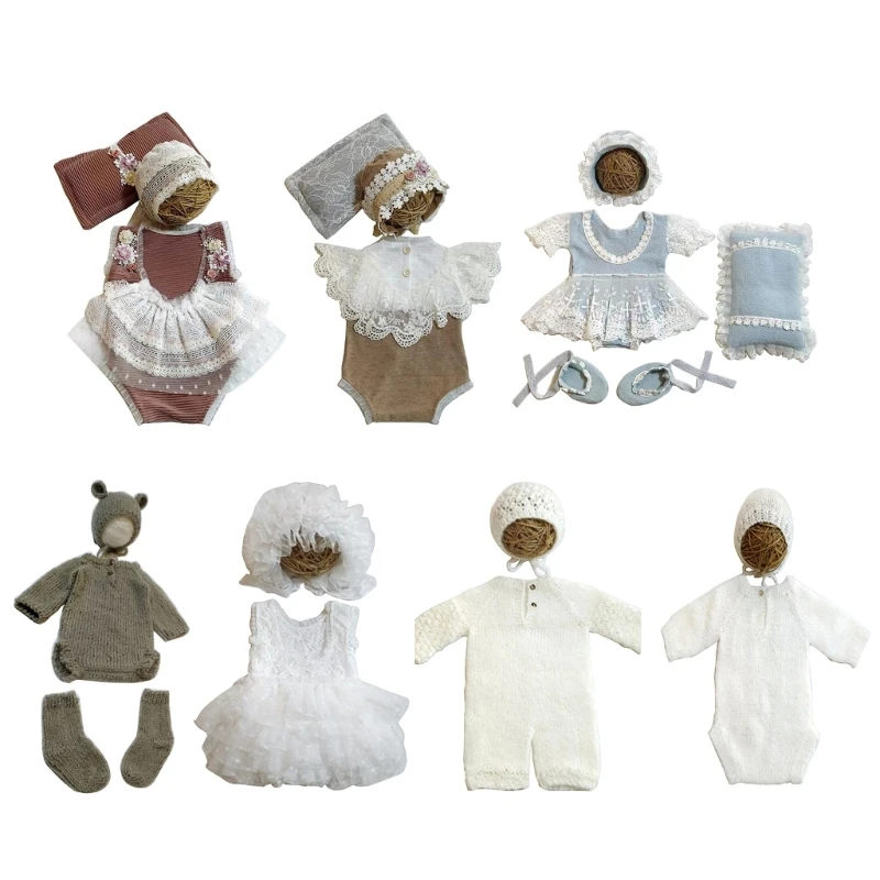 

Baby Headband Lace Romper Bodysuits Girl Dress Costume Photography Clothing Set