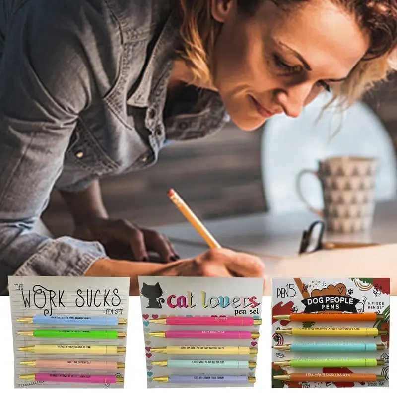 

Fun Pens for Adults Ballpoint Pens Writing Pens Inspirational Pen Set Retractable Pen Ball Point Pen for School Journaling