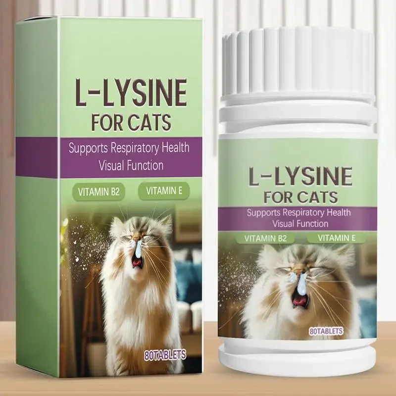 Cat Nutritional Supplement Strengthen Physical Tablets For Kitten 80pcs Respiratory Health Tears Sneezing Remover Tablets