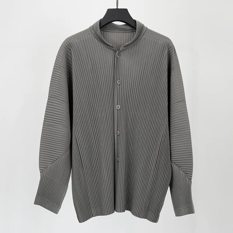 Pleats Original Pleated Jacket Men's Casual 2024 Spring And Fall Jacket Long-sleeved Stand-up Collar Pleated Tops Men's Clothing 6