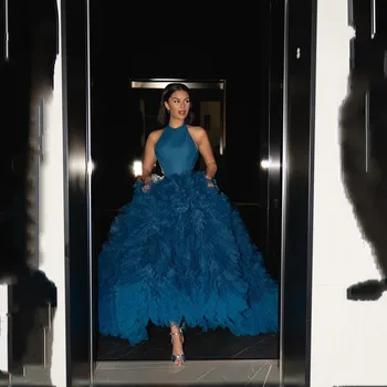 Lucy Off the Shoulders Prom Dresses for Special Occasions Women's Evening Dress Multi-layer فساتين سهرة Blue Vestidos De Fiesta 1