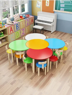 Solid Wood Kindergarten Table Children's Tutoring Class Training Class Early Education Table Combination Primary School Drawing