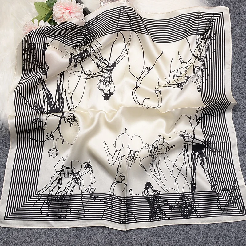 Mulberry Silk Scarves Women's Summer French Silk Scarves Versatile Twill 53cm Square