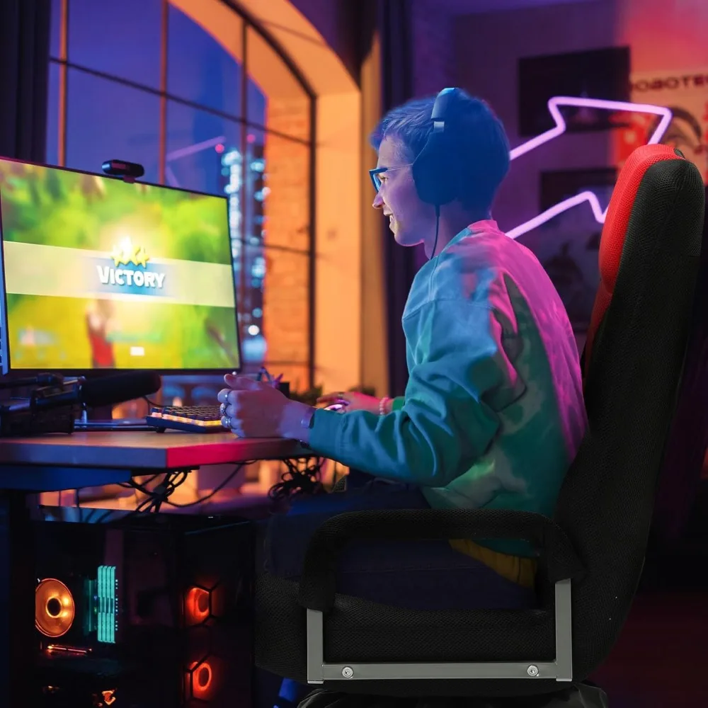 Swivel Gaming Chair Multipurpose Floor Gaming Chair for Playing Video Games, TV, Reading w/Armrest Lumbar Support -2set 5