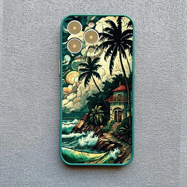 Seaside Coconut Tree Coastal Scenery Handyhülle für IPhone 16 15 14 13 12 11 Pro Max Mini X XR XS 15 7 8 Plus stoßfeste Abdeckungen – Detail 7