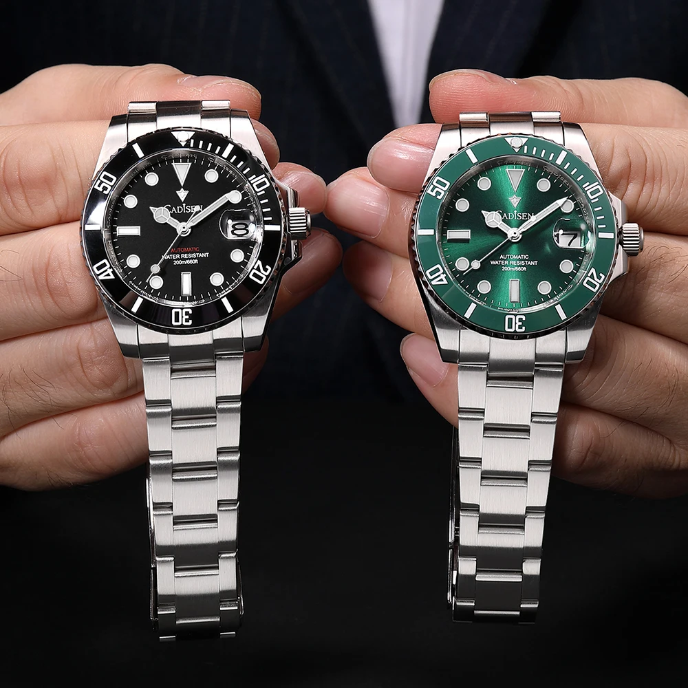 

2023 New CADISEN Diving Mens Mechanical Watches Luxury NH35A Automatic Watch For Men 20Bar Waterproof Sports AR Sapphire Mirror