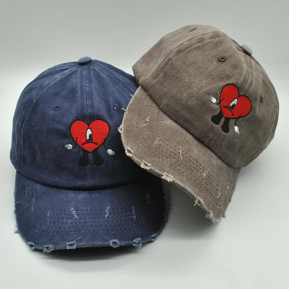 

Celebrity Bad Bunny Baseball Caps Hip Hop Man Fashion Sun Block Hat Wash Soft Top Hole Cap Simple Multicolor Hipster Street Girl