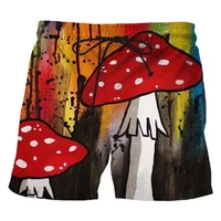 Mushroom Pattern 3d Printed Shorts For Men Rainbow Colors Streetwear Oversize Beach Shorts Fashion Graffiti Striped Short Pants 2