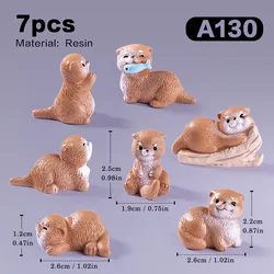 Set of 4 Otter Figurines for DIY Miniature Fairy Garden and Home Decor (7pcs Otters - a)