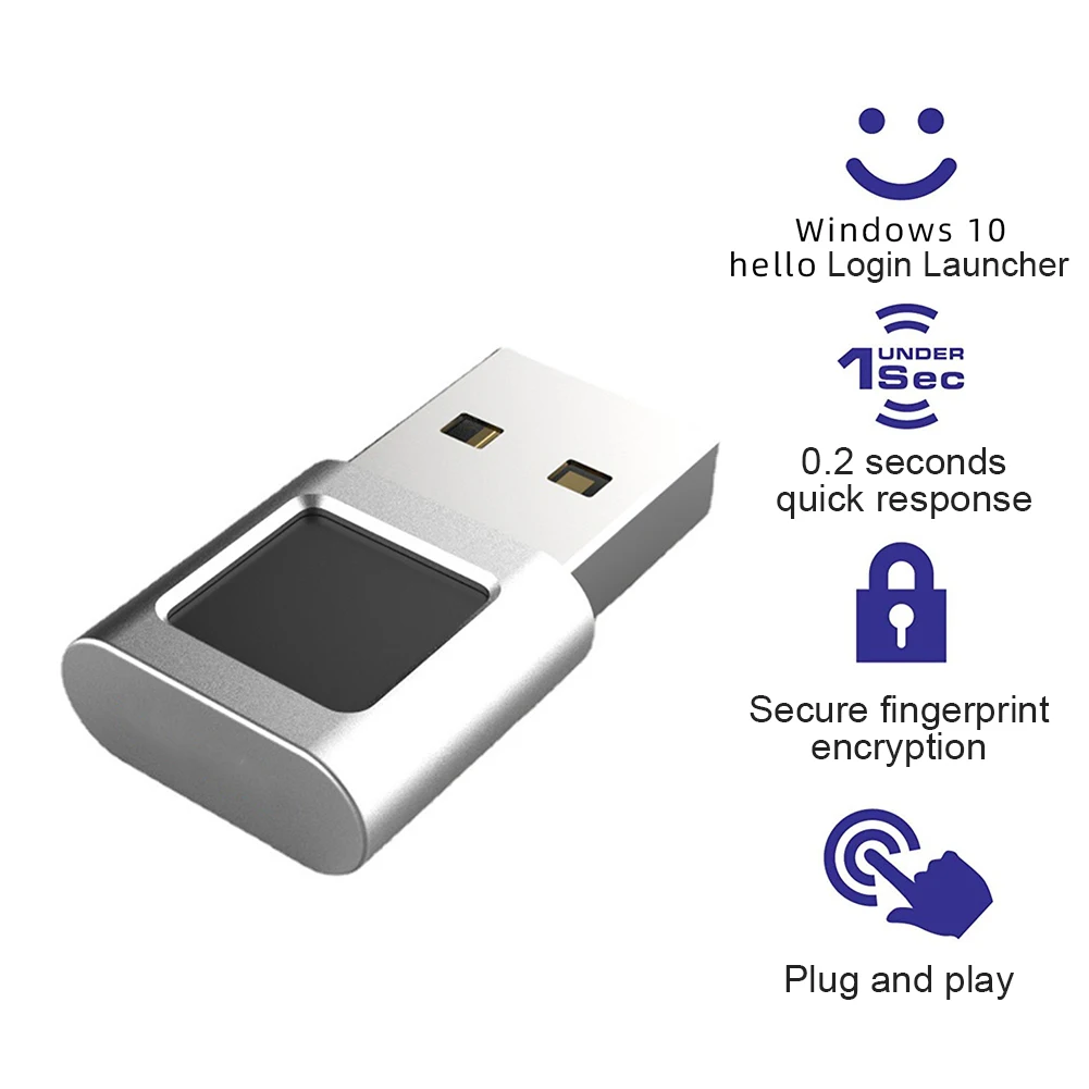 Windows 10용 미니 USB 지문 인식 모듈 장치 Hello 생체 인식 키 번호 없는 로그인