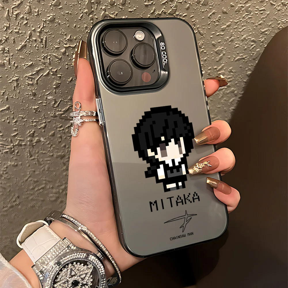 Lovely Pixel Chainsaw Man Phone Case - Anti-Fall Matte Back Cover