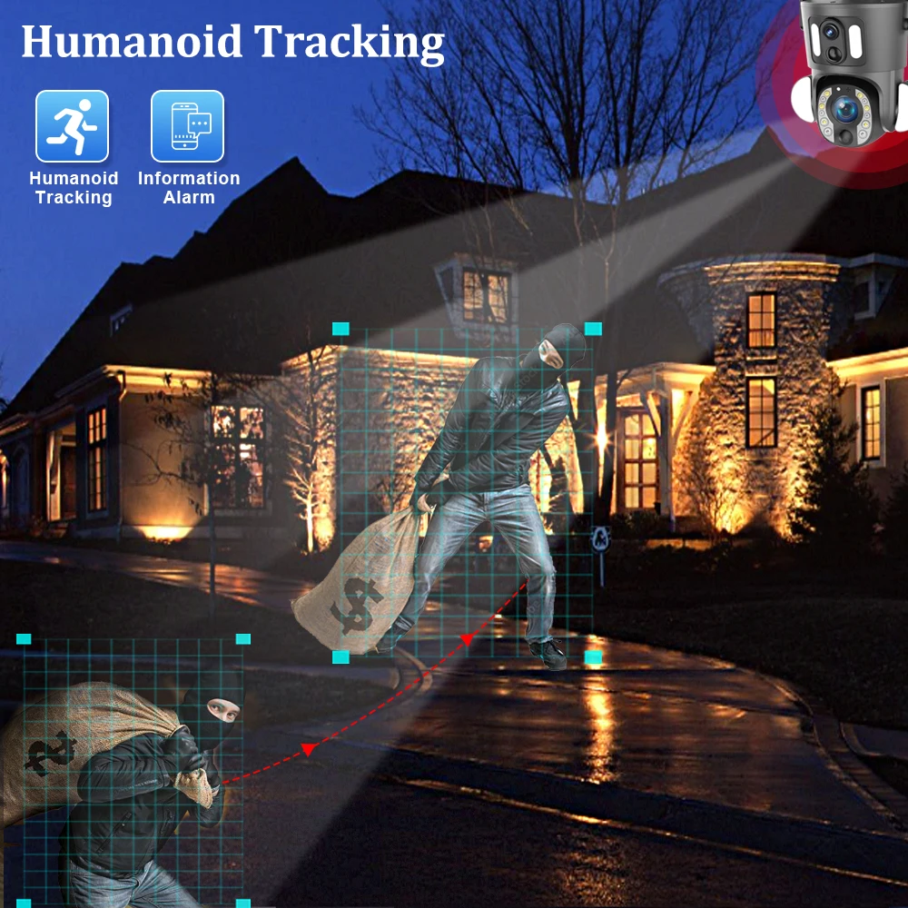 LS VISION 4G Solar Security Camera Outdoor 20X Zoom Dual Screen 8MP WiFi PTZ Dual Lens PIR Detection Auto Tracking Camera UBOX 3