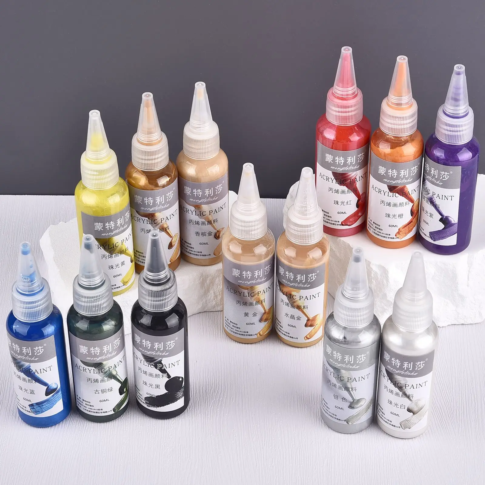 60ml Waterproof Acrylic Paint Metallic Pigment DIY Epoxy Resin Crafts