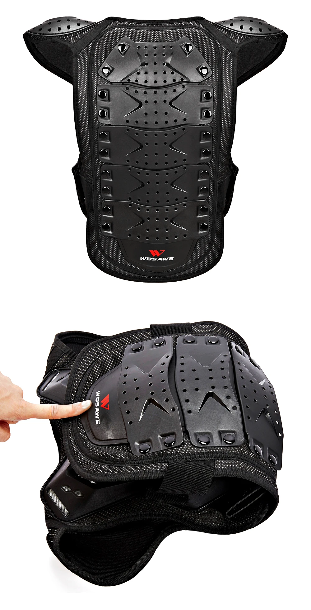 WOSAWE Kids Motocross waistcoat Motorcycle Chest Back shoulder Armor Child Protective gear Racing Drop resistant Body armour motorcycle back protector motorcycle armor motorcycle body armor body protector motorcycle armor vest motorcycle armor pads