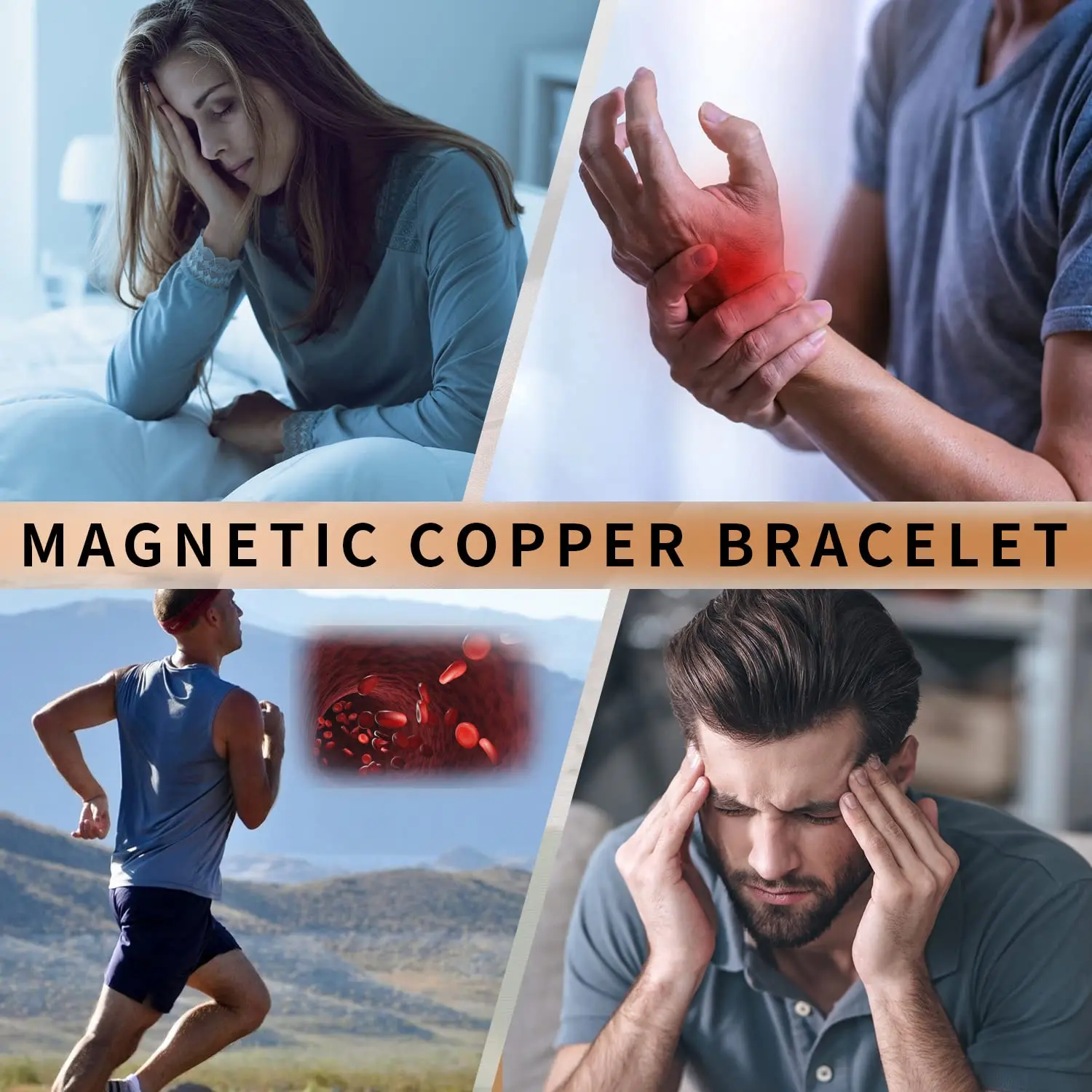 Pure Copper Magnetic Bracelet For Men With 2 Row Neodymium Magnets Adjustable Length Bracelet Jewelry Gifts For Men Father's Day