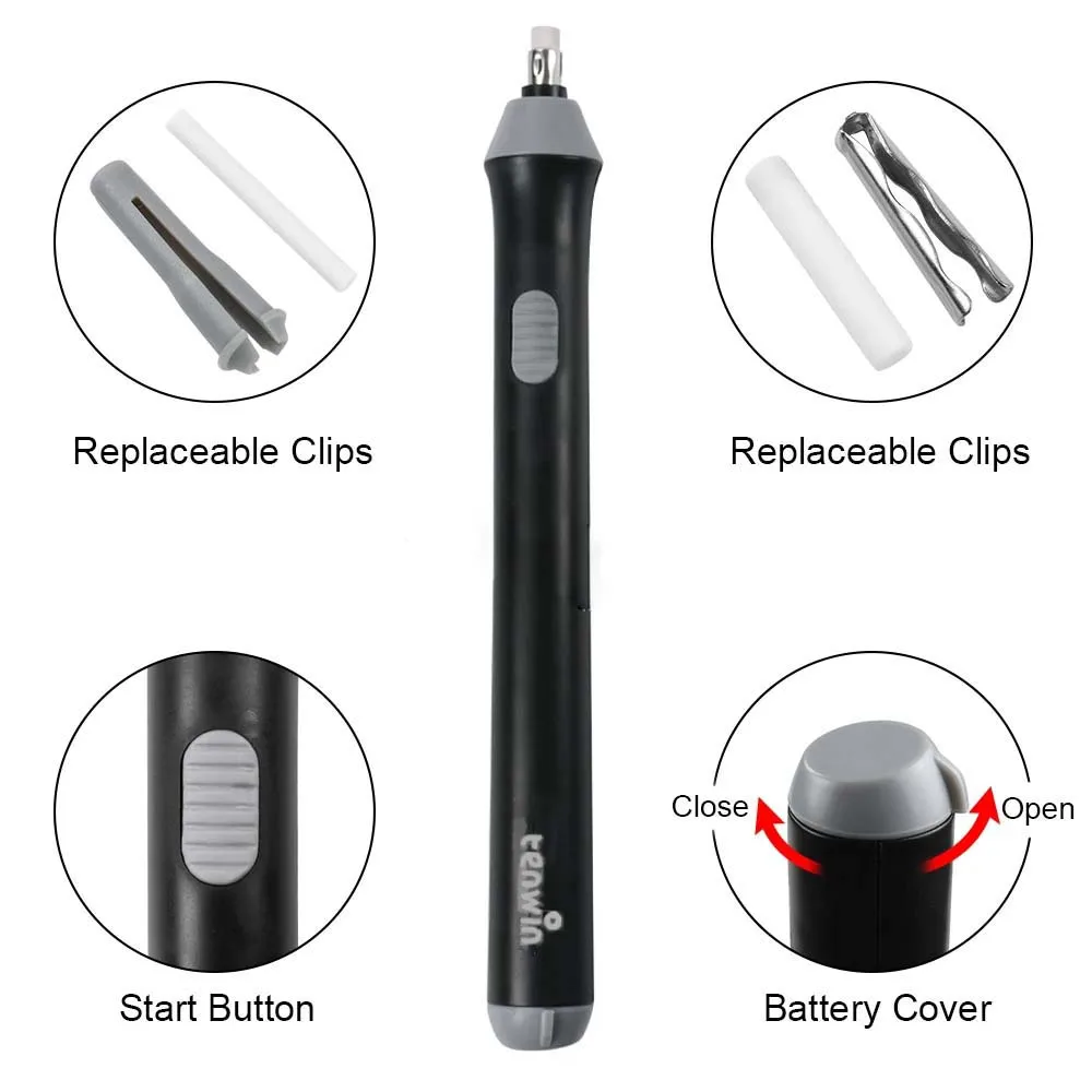 TENWIN Electric Eraser Set - Automatic Rotary Eraser for Sketching  Revision Batteries Not Included