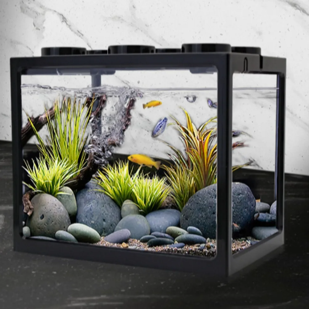 Aquarium Mini Fish Tank Mini Fish Bowls Thai Betta Tank Small Ornamental Fish Live Pet Stackable Aquariums