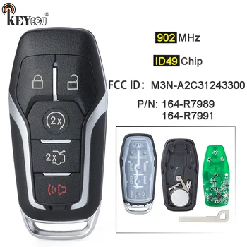 Keyforkess 902MHz ID49 Chip M3N-A2C31243300 164-R7989 /164-R7991 Smart Remote Key Fob per Ford Fusion Explore Edge per Lincoln MKC