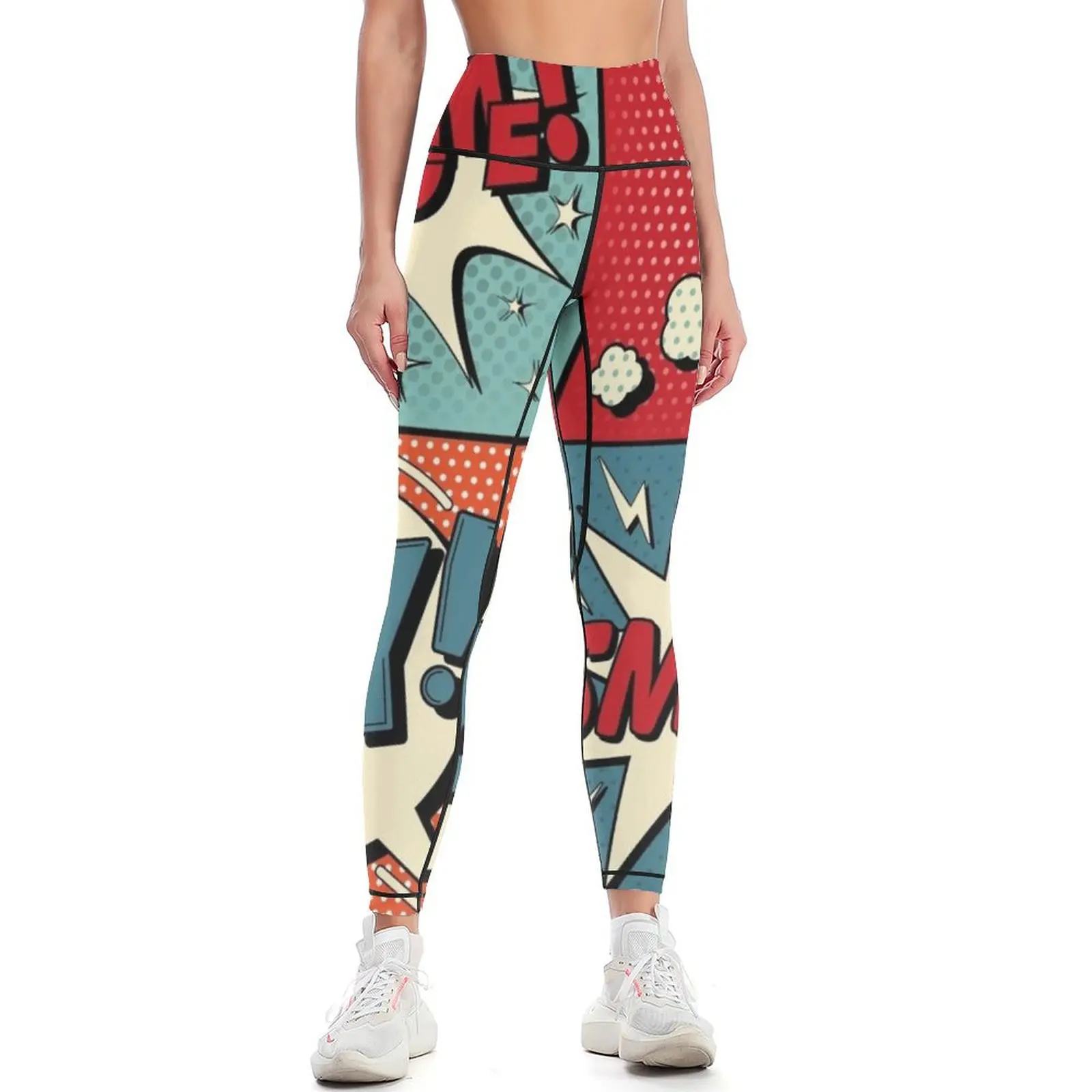 Set of Comics Bubbles in Pop Art Style. Expressions Awesome, Hey, Smack, Zzz Leggings gym clothing Sweatpants Womens Leggings