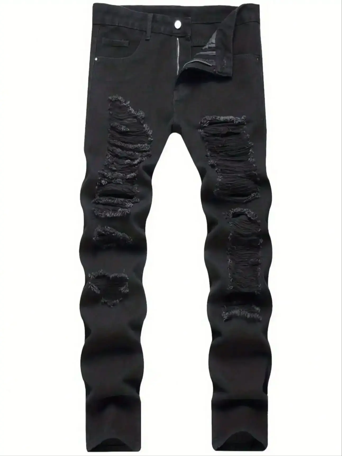 Smart Casual Style - Straight-cut ripped denim jeans
