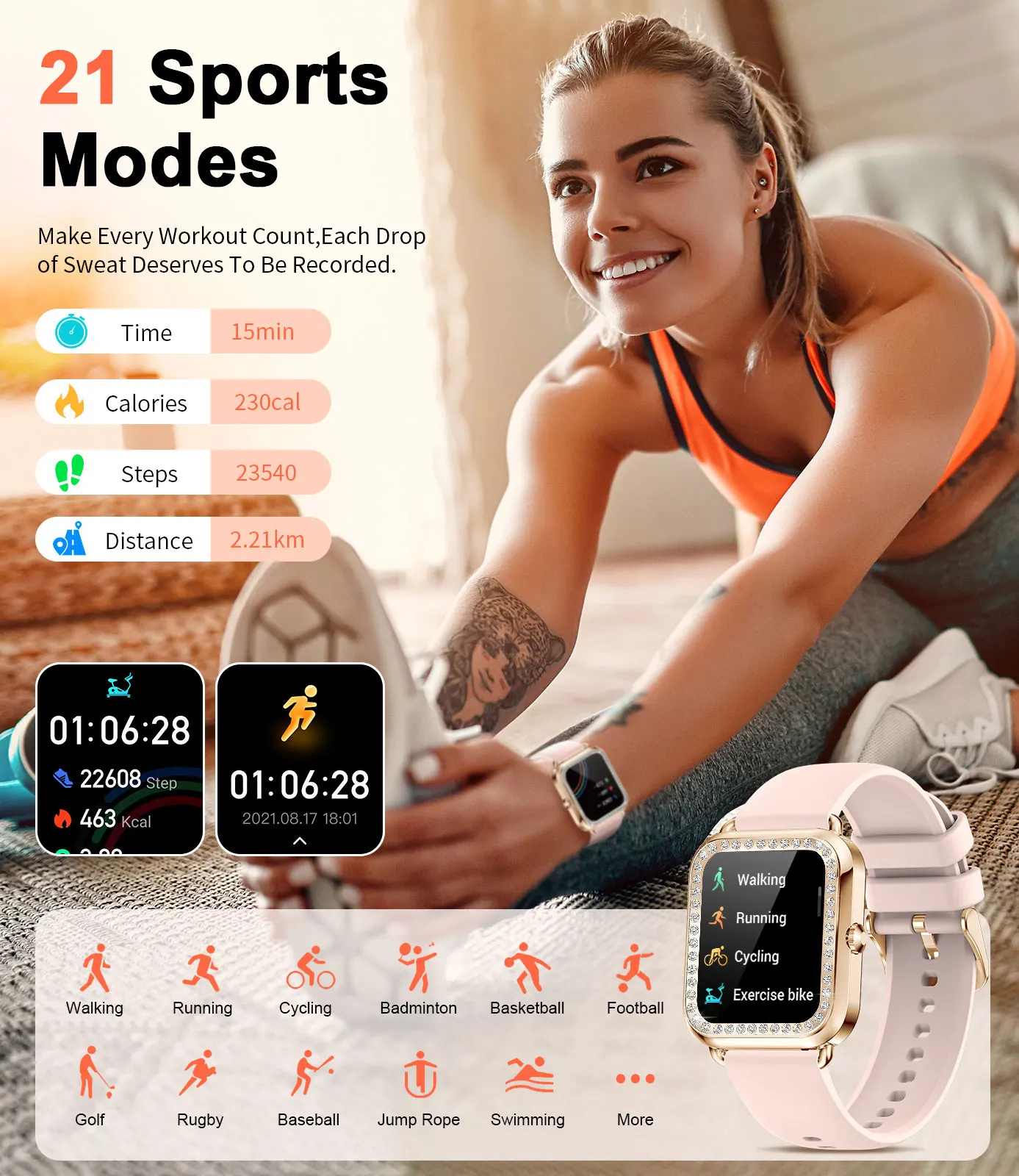 LIGE 2024 New Luxury Smart Watch Lady Bluetooth Call Phone Smart Band Sports Fitness Women Smartwatch DIY Dials For IOS Android