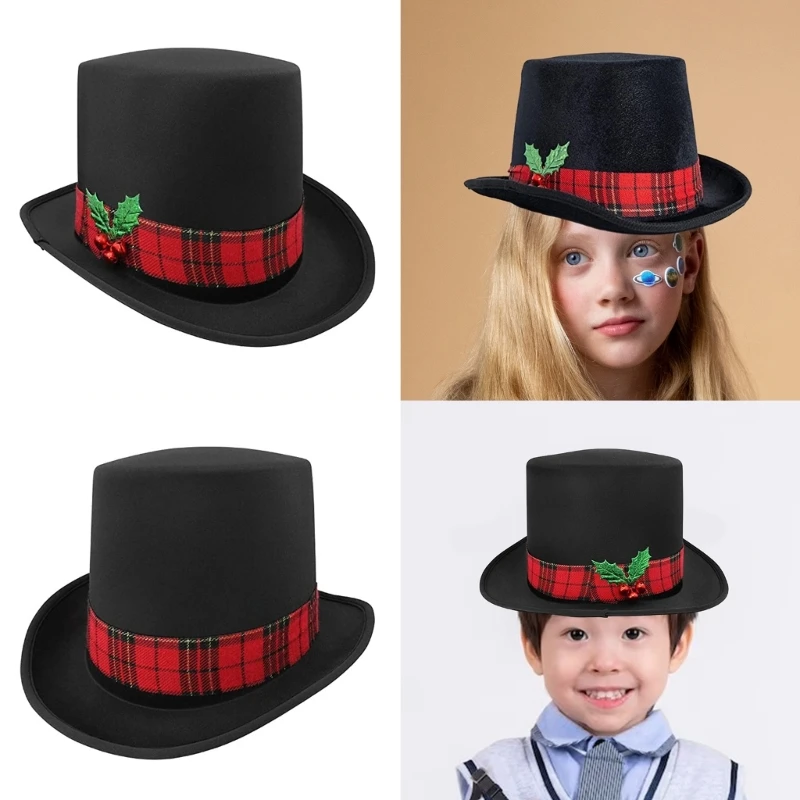

Christmas Black High Hat Unique Design Fabric Hats for Festive Party