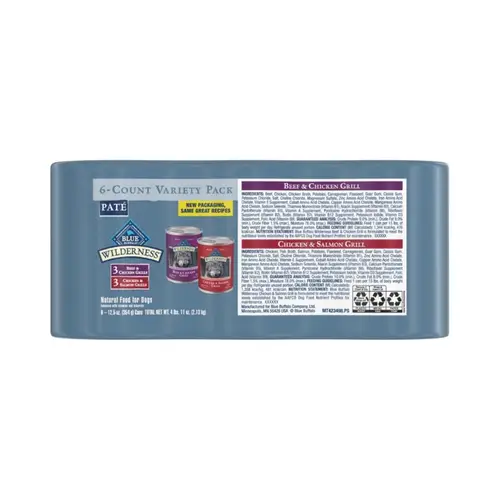 Wilderness Beef and Chicken and Salmon and Chicken Wet Dog Food Variety 6 Pack, 12.5oz Cans - Image 2