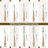 10Pcs Palette Knife Set, Stainless Steel Spatula Painting Knives, Wooden Handle Painting Pallet Knife Set for Oil Painting, Acry 2