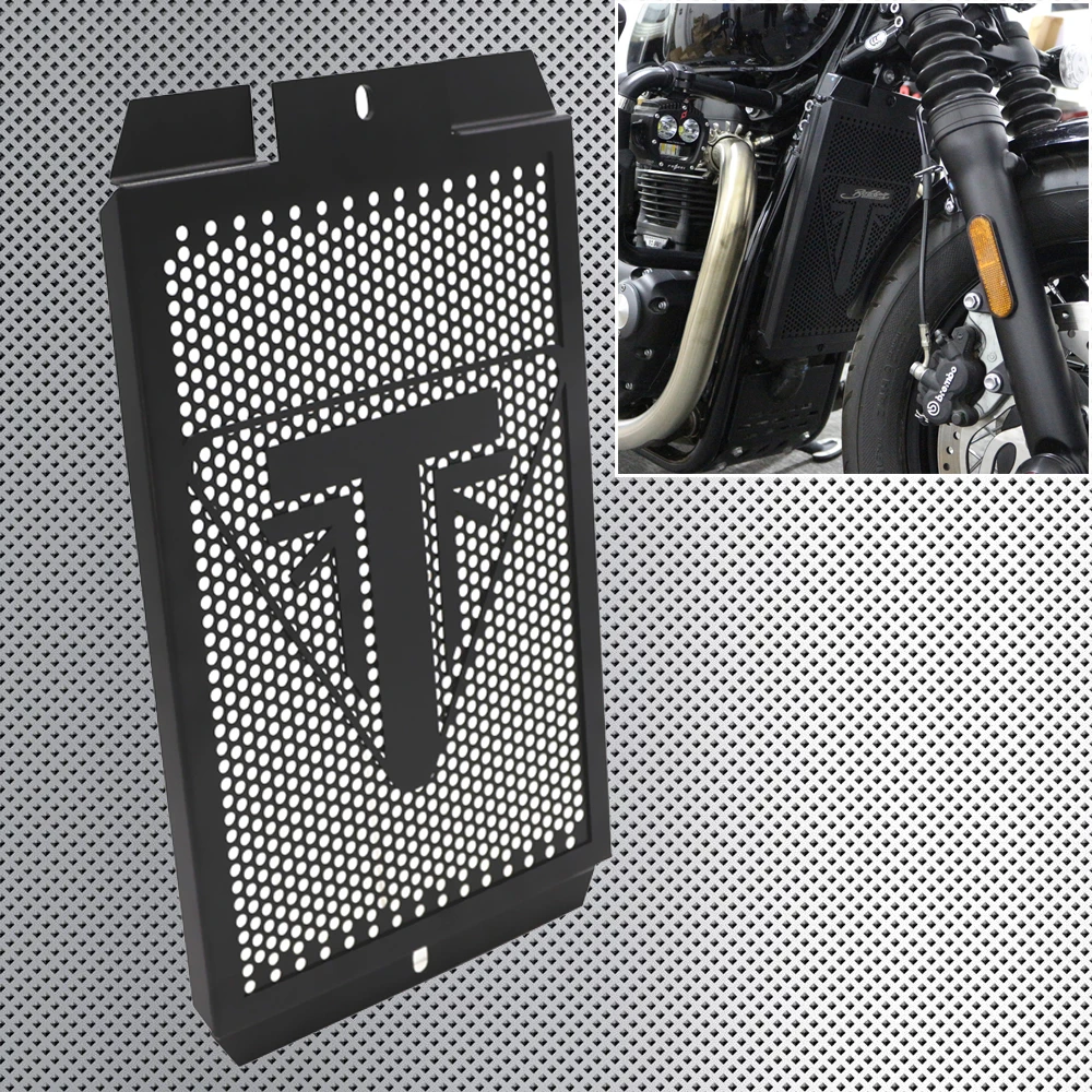 Grille De Protection Pour Radiateur Moto - Compatible Bonneville T100, T120, Street Twin, Scrambler, Speed Twin 2017-2025 - Aluminium CNC - Noir