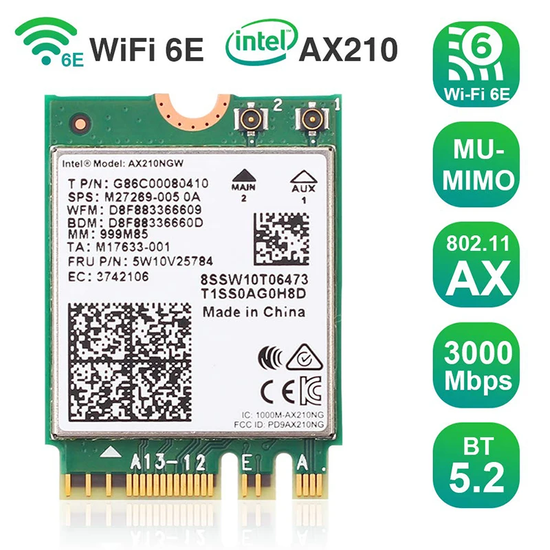 

M.2 wifi 6 card NGFF adapter 802.11AX Wireless Network Card for Intel AX210 Module Dual Band 5G Desktop Laptop wifi card MU-MIMO