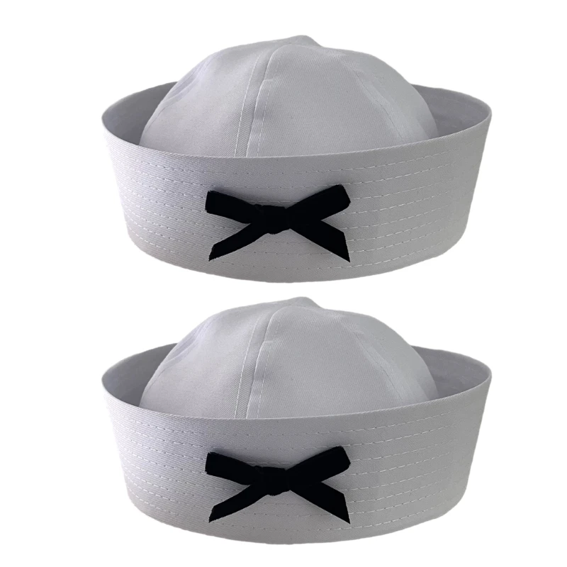 

Unisex Adult Yacht Sailor Hat with Black Bowknot Captain Hat Costume Hat Navy Style Halloween Cosplay Teenager Hat