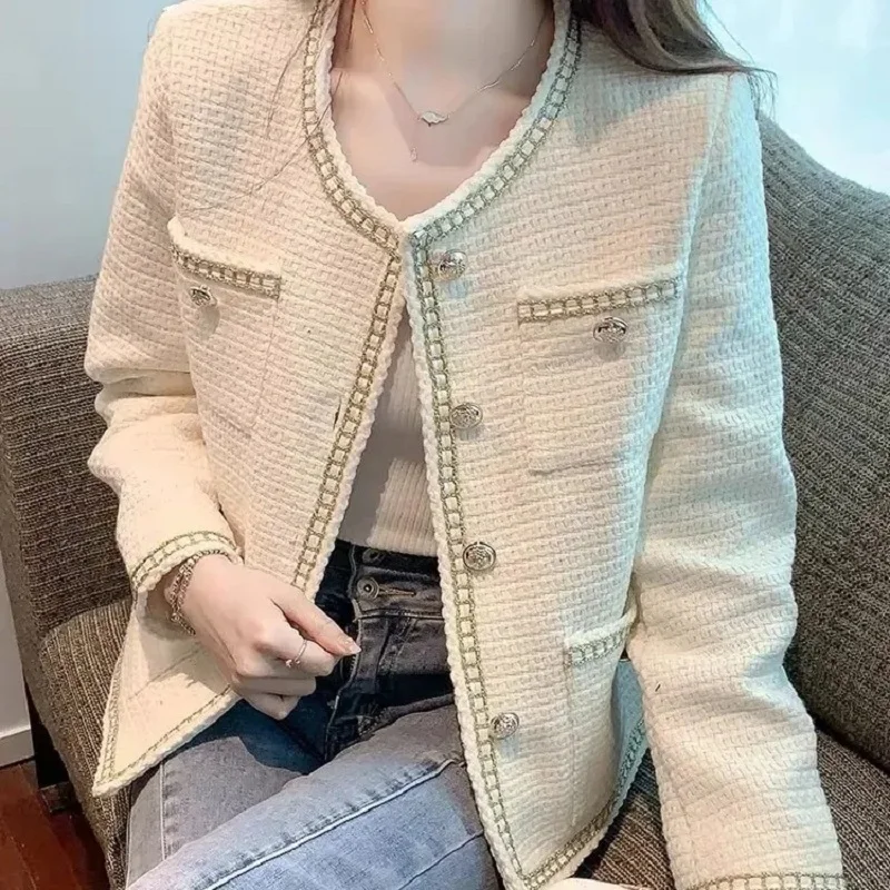 

Spring Autumn Elegant Blazer 2023 Women Party Fashion Ladies Long Sleeve Single Breasted White Coat
