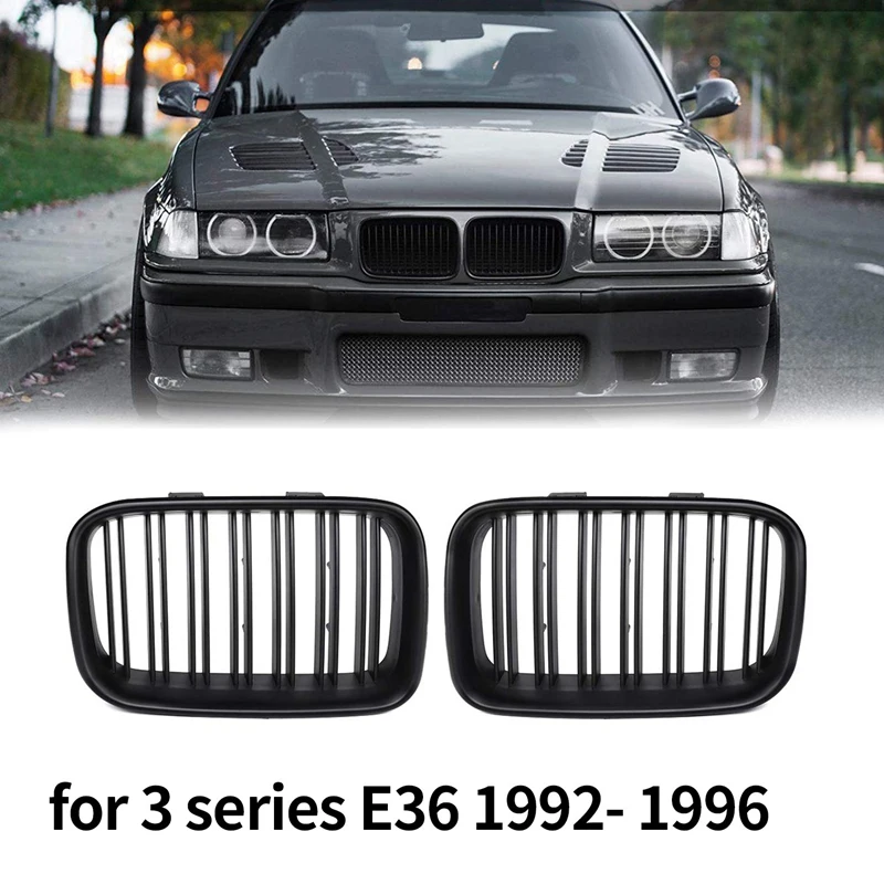 

Передняя сменная решетка для радиатора, совместимая с BMW E36 325I 320I 318Is 1992-1996, матовая черная двойная решетка в спортивном стиле