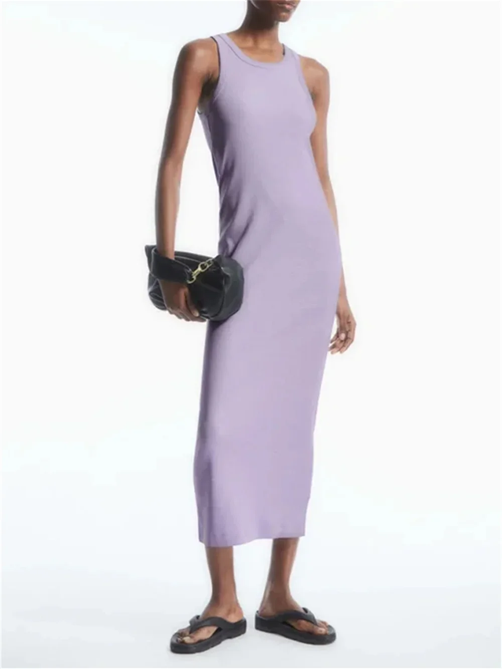 

Женское платье-жилет, новинка 2024, Простой Элегантный Приталенный сексуальный Халат средней длины без рукавов с круглым вырезом