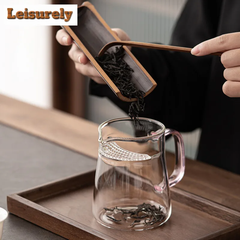 460ml Japanese Style Crescent Glass Fair Cup Thickened Heat-resistant Tea Pitcher Transparent Tea Separation Filtration Mugs