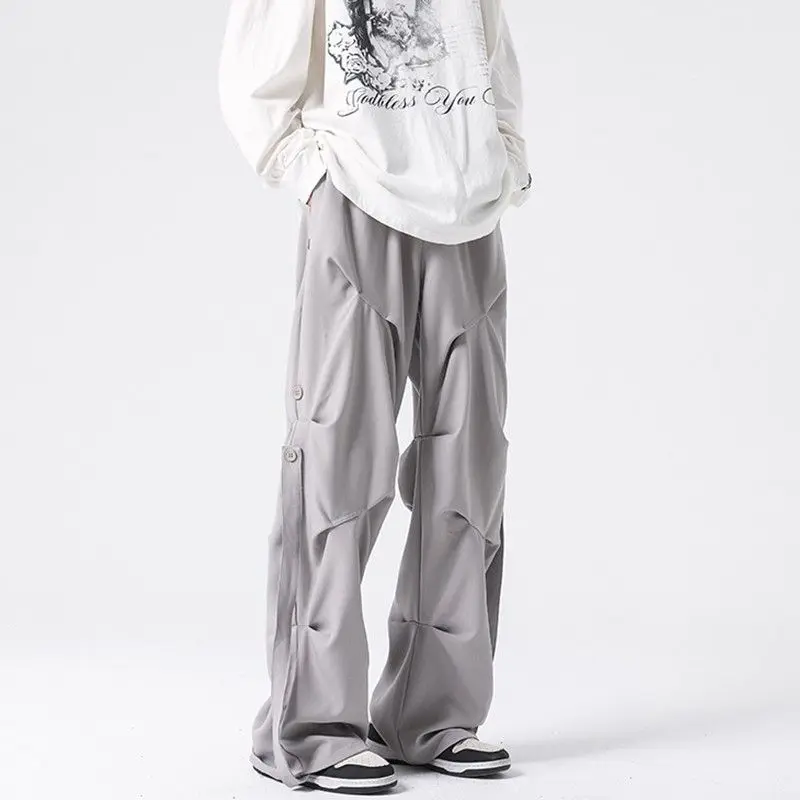 

2024 New American Style Stacked Pleated Workwear Pants Men's Trendy Brand Niche Casual Pants