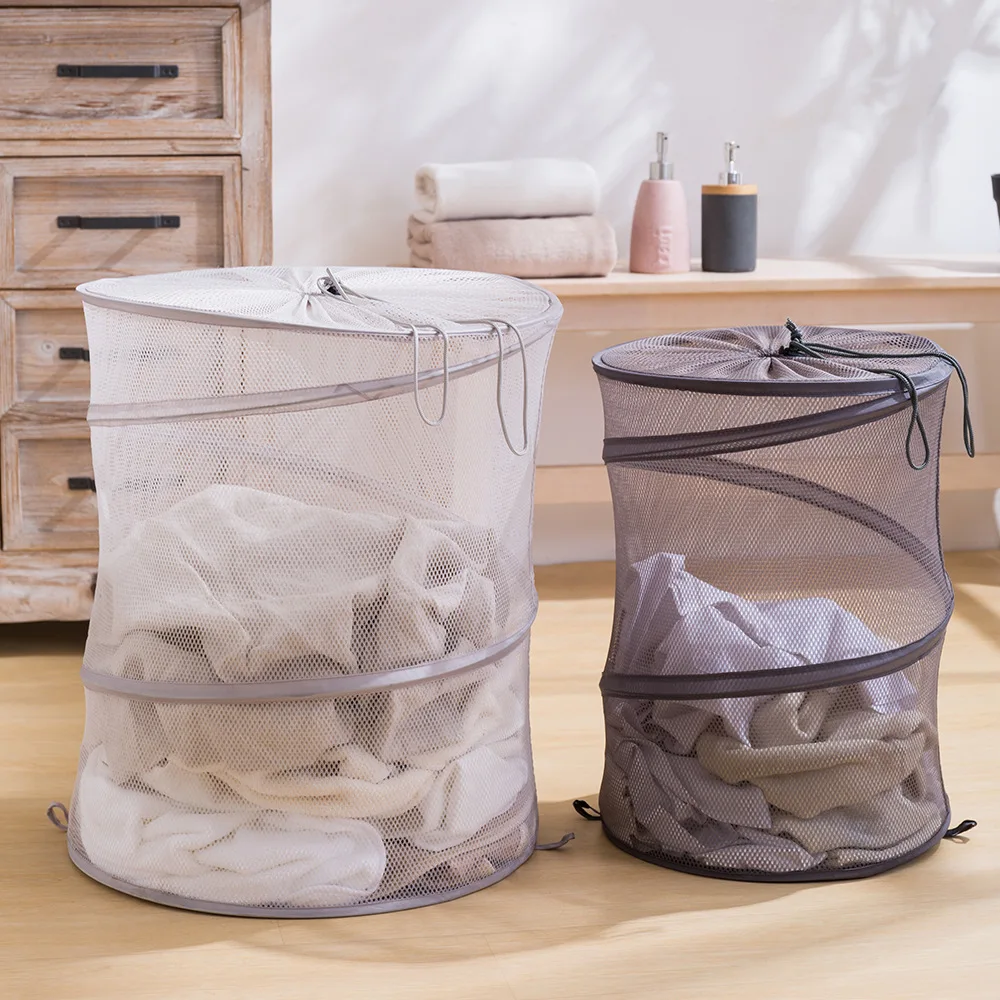 

Foldable Laundry Baskets Toy Clothes Storage Bag Mesh Bucket Bag Portable Drawstring Basket Closet Organzier Bag Home Hamper Box