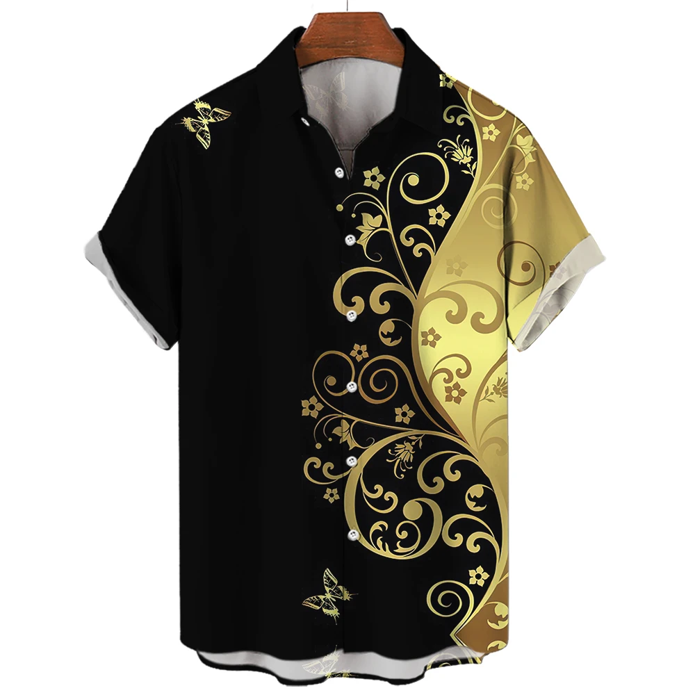 Мъжка риза Лятна риза с 3d принт Улична геометрична абстрактна шарка Хавайски къс ръкав Ежедневни модни ретро свободни топове